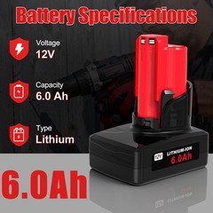 12V 6000mAh Replacement Battery for Milwaukee M12 Battery Compatible with Mil…