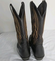 Vintage ARIAT Brown Western Boots Embroidery Decorative Stitching 8.5D