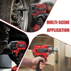 20V Brushless Impact Wrench Kit, 500Nm High Torque, 1/4″ with Adapter 4-Speed…