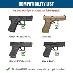 IWB Kydex Holster – Compatible ONLY with Glock 19 / 19X / 26/44 / 45 (Gen 3-5…
