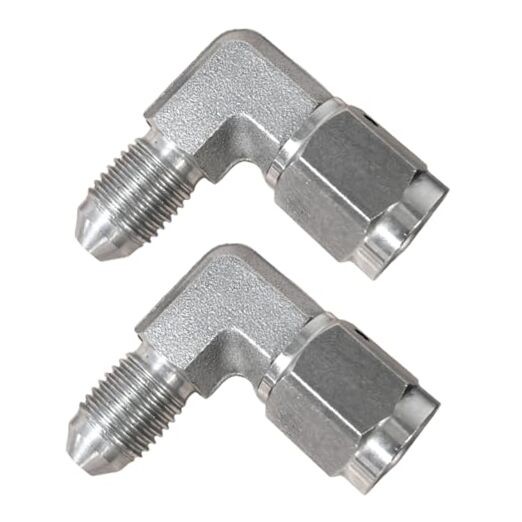 Brake Line Fitting, 2pcs Male to 3AN Female 90-Degree Stainless 3AN-90 Degree