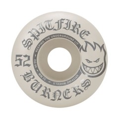 Spitfire Skateboard Wheels Burners 52mm 99A White/Silver with Abec 5 Bearings