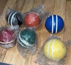 Croquet Two Stripe 3 inch New 6 Ball Set For Outdoor Games