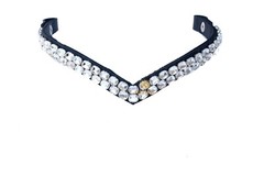Classic Double-row high-shine clear rhinestones crystal browband V-shaped .