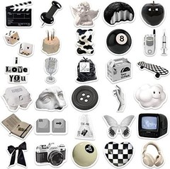 Aesthetic Stickers Black and White Sticker Pack 60PCS, Y2K Sticker for Laptop De