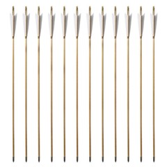 12Pcs 33″ Handmade Wooden Arrows Tradition Europe Style Turkey Feather Longbow