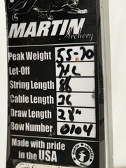 Martin Phantom Compound Bow, Magnum RH, 55-70#,28” Draw, With Accessories