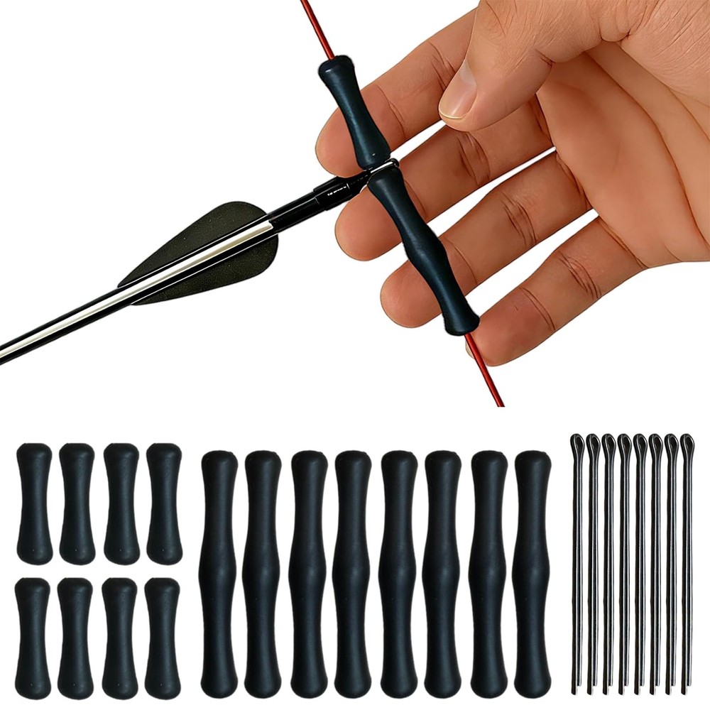 8Pack Black Archery Bowstring Finger Guards, Recurve/Traditional, OpenEnd