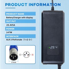29.4V 5Amp Lithium Battery Charger 3 Pin XLR Connector for 24V 25.2V Li-ion B…