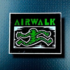 Vintage 1980’s Airwalk Logo Sticker Featuring Green «Running Man» Graphic