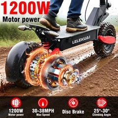 Adults Folding Electric Scooter Single Motor 1200W 48V 13AH 11″ Road Tires 38MPH