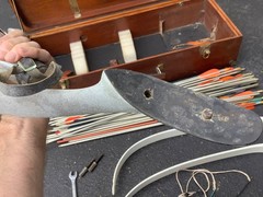 Vintage Takedown Recurve Target Bow Kit Metal Riser Limbs Arrows Wooden Case