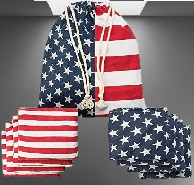 Regulation Cornhole Bean Bags: Set of 8 (6″x6″/16oz) Double Stitched 12oz Canvas