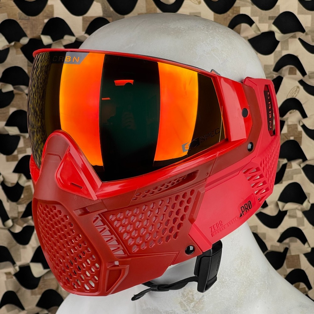 NEW Carbon CRBN Zero Pro Paintball Mask (More Coverage) – Cardinal – Red Mirror