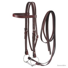 Draft Horse Western Headstall – Black Leather – Browband – Snaffle Bit & Reins
