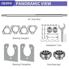 Go Kart Live Axle Kit 44In 1In Dia Steel W/ Bearing Flangette Fits ATV Dune Bug