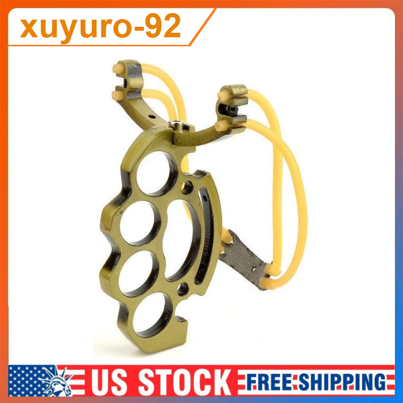 Heavy Duty Metal Two Card Rubber Band Outdoor Hunting Slingshot 6 1/4 inches