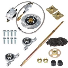 29″ 32″ 44″ Go Kart Rear Live Axle Kit, Sprocket+Hub+Brake Assembly+chain+Disc