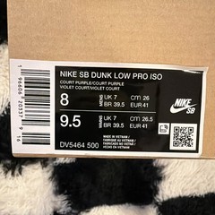 Nike SB Dunk Low Pro ISO Court Purple Skateboarding Shoes US 8 Medium Width