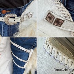 Wooly Rodeo Chinks Cowboy Western Chaps Mongolian Lamb Fur White Leather GUC