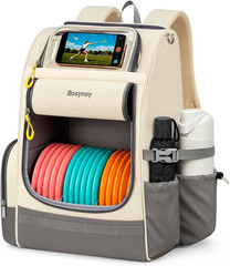 Bosynoy Disc Golf Bag with Clear Phone Holder, 20+ Discs Disc Golf Backpack with