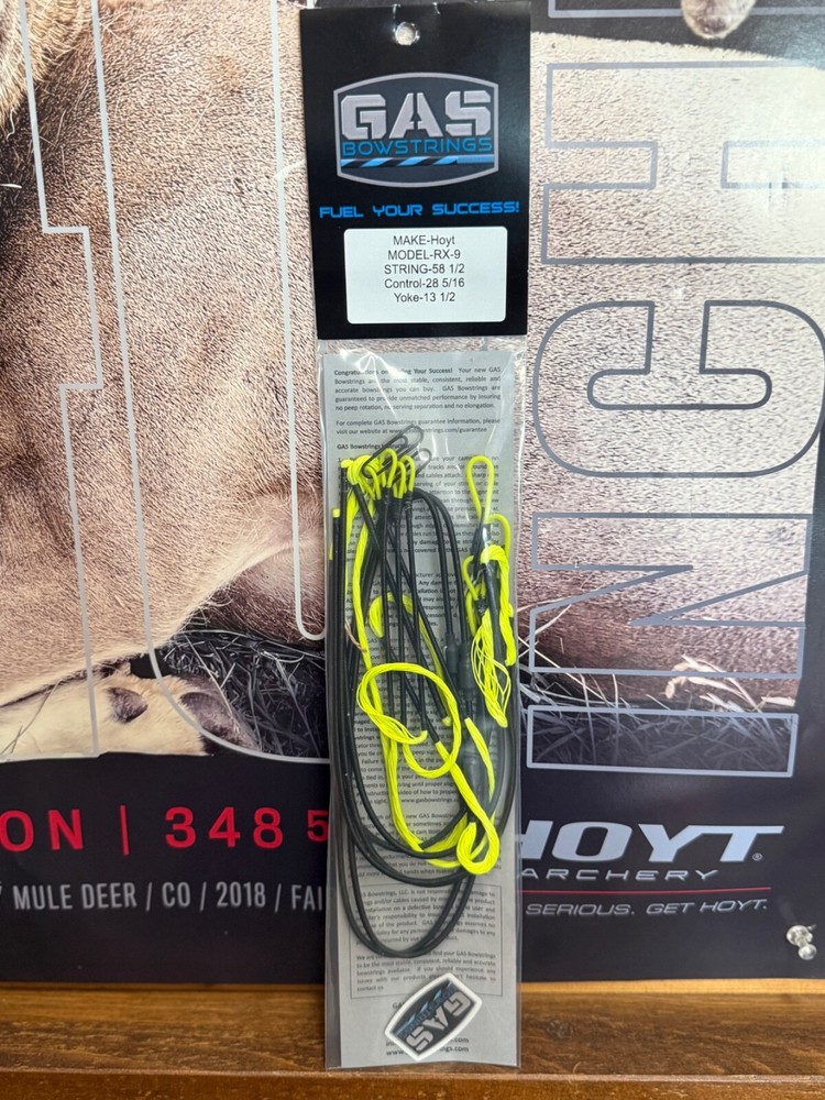 Gas Bowstrings Hoyt RX-9 Strings w/Speed Nocks RX9 ALL Flo Yellow