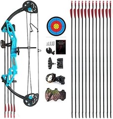 Youth Beginner Compound Bow Right Handed Blue 260fps 15-29lbs Adjustable