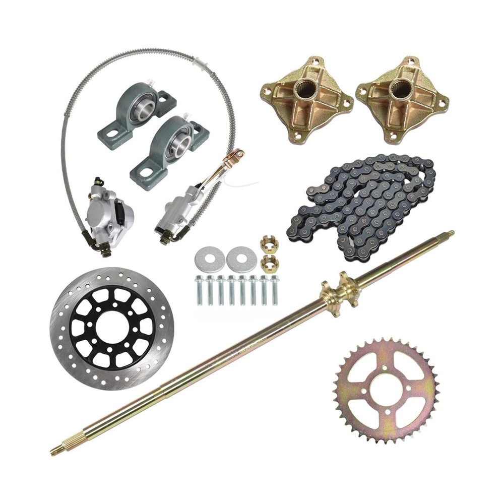 44in/1120mm Quad Go Kart Rear Live Axle Kit Sprocket Brake Wheel Hub Replacem…