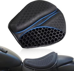 Foldable Motorcycle Gel Seat Cushion, Large 3D-Honeycomb Large, Black