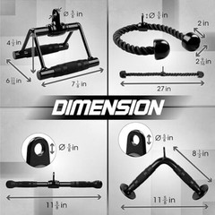 Yes4ALL Tricep Press Down Cable Machine Attachment Set, LAT Pulldown Attachment