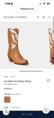 Tan and white leather Ralph Lauren boots.