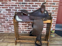 Vintage 15″ SIMCO Western Saddle Dark Oil, Silver Cantle Pieces #5466