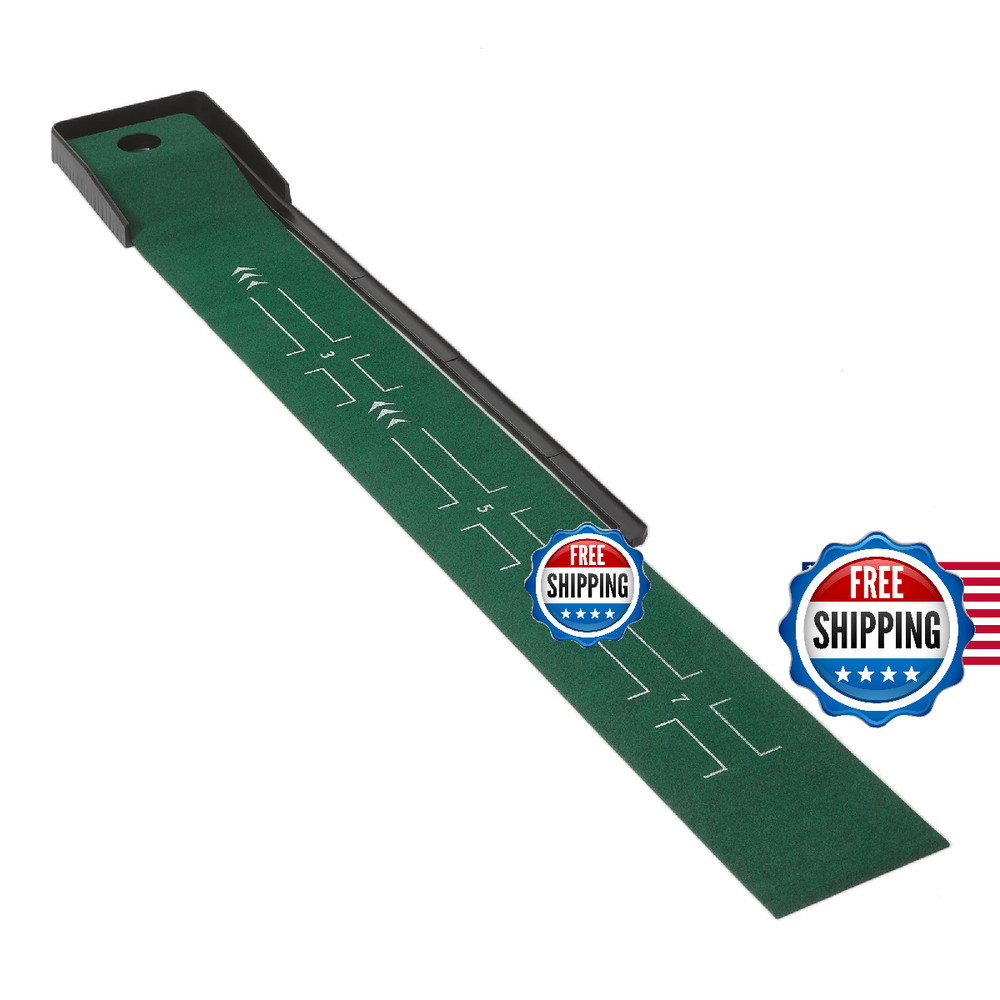Retailer Basics Golf Putting Mat Auto Ball Return Built-In Alignment Guides