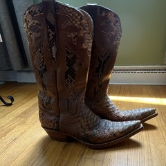 Black Jack Python Snakeskin Leather Western Cowboy Boots Men’s 8.5D Brown