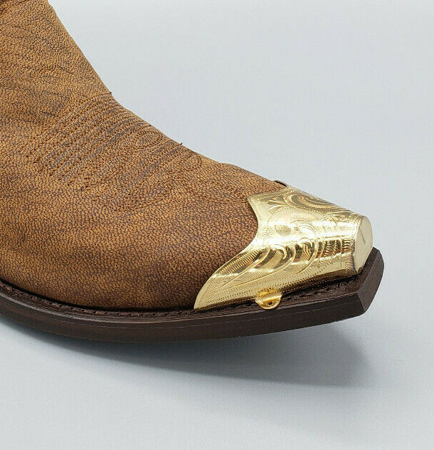 WESTERN COWBOY BOOT TIP Pair – Gold Finish Engraved Tips