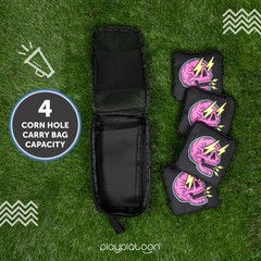 Cornhole Bag Carrying Case 4-Pack Mesh Window Name Tag Slot Zippered Top Handle