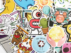 75 Cute Mixed Colors Sticker Lot Book Fun Pack Skateboard Laptop Car Decals