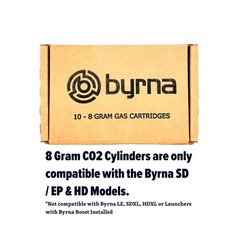 Byrna 8 Gram CO2 + Oiler Cartridges | 10 Count Pack | for 0.68″, Silver