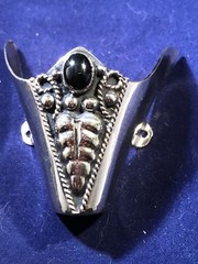 New Western Cowboy Boot Toe Tip Hand Carved Black And Silver With Black Stone