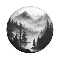 Mountain Lake Tree Landscape Spare Tire Cover Weatherproof Universal Wheel