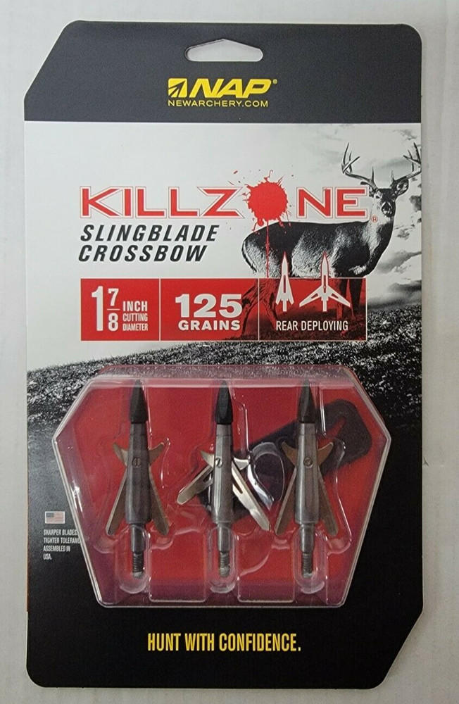 NAP Killzone Slingblade Crossbow 1-7/8″ C.D. 125 Grains Broadheads 3-Pack 60-002