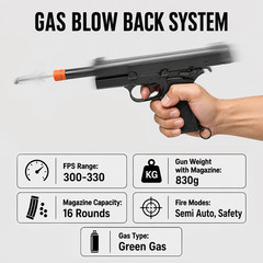 AirGrix WE Tech Browning MK3 Gas Blowback Airsoft Black
