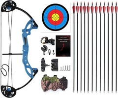 Youth Beginner Compound Bow Right Handed Blue 260fps 15-29lbs Adjustable