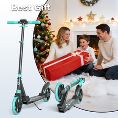 Foldable Kick Scooter Adjustable for Teens Adult Big Wheels No Assembly Unisex