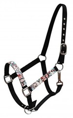 Showman Full Size Black Nylon Horse Halter w/ Multi Color Navajo Print Overlay