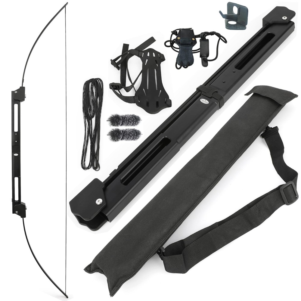 ZSHJGJR 58″ Folding Bow Tactical Survival Bow 35lbs with Aluminum Alloy Riser…