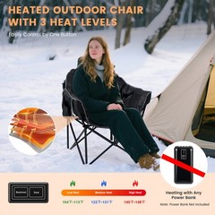 SLSY Oversized Heated Camping Chair Patio Lounge Chairs with 20000mAh Power Bank