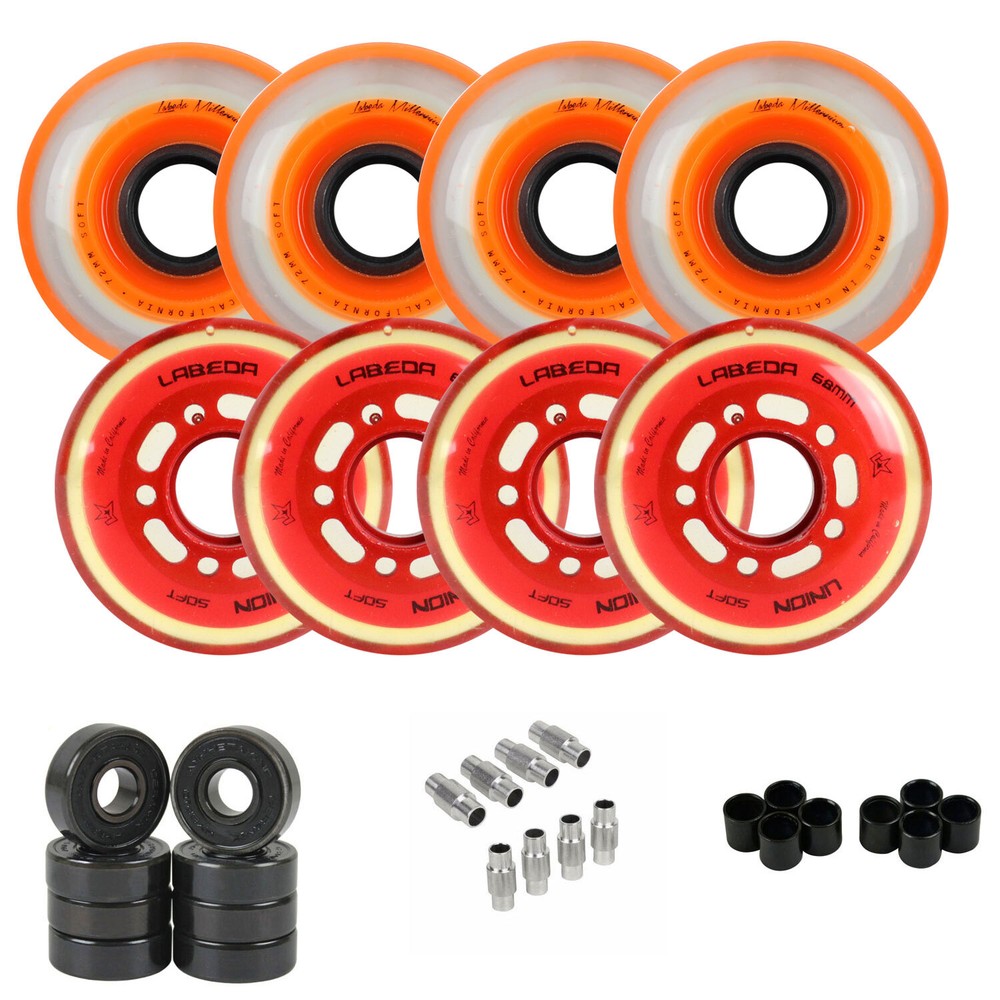 Labeda Roller Hockey Wheel Premium Youth Hilo Combo 68mm 72mm with Bearings Uni