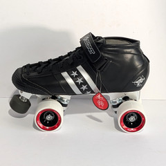 Bont Quadstar Roller Skates Derby Black Leather White Ballistic Wheels Size 8