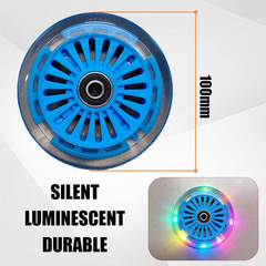 100Mm LED Light-Up Scooter Wheels (3 Colors: Red/Blue/Black) – Flashy Glowing Wh